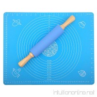 JamHoo Nonstick Rolling Pin & Silicone Large Pastry Mat With Measurements - 15.7"x19.7" Non-Slip Sheet For Rolling Dough - B01M4KAJTG